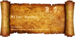 Miler Vendel névjegykártya